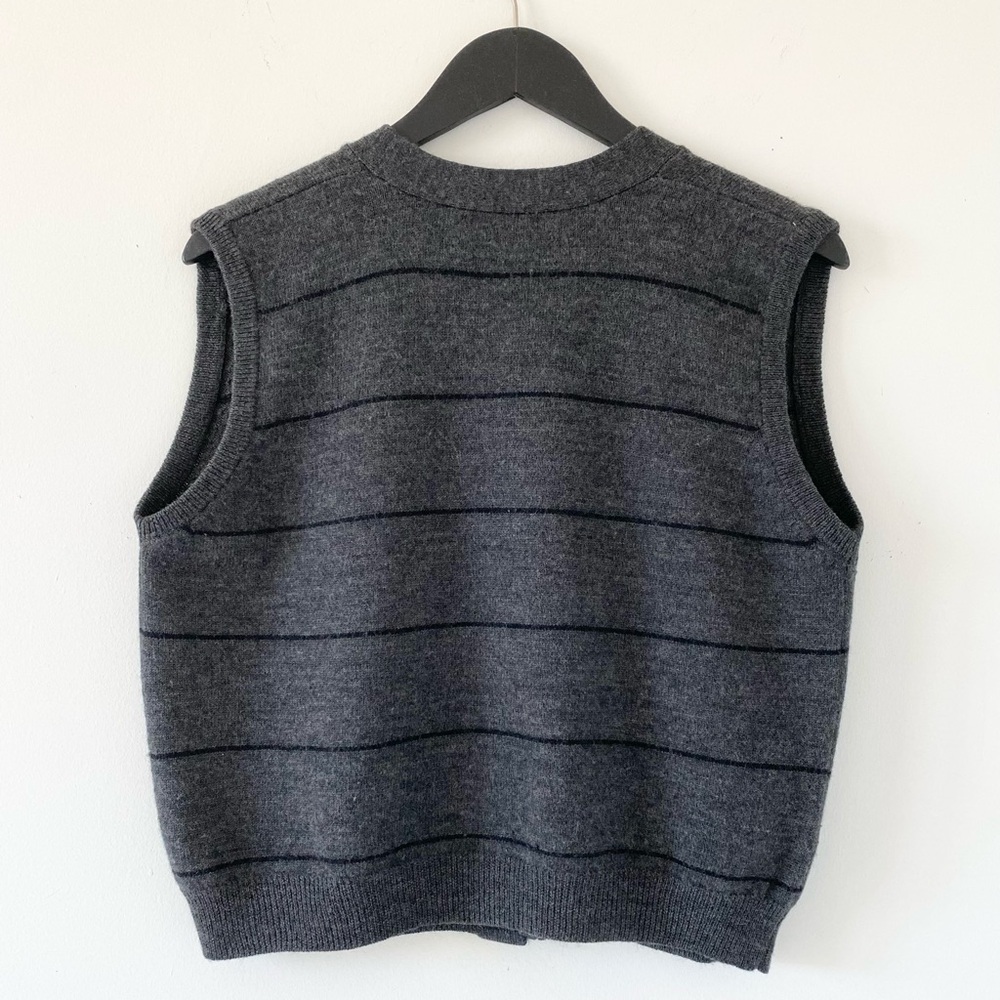 Vintage Ports 100% Wool Striped Vest - Picture 2 of 7